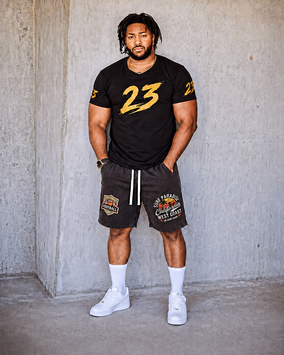 Tha Illest Clothes — black 23 shirt and graphic shorts